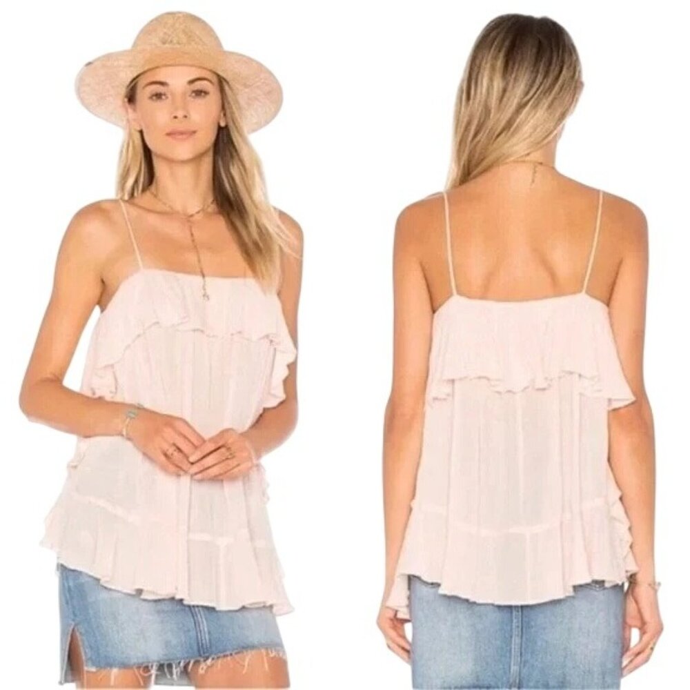 Free People Intimately Cascades Cami Top Size XS Sleeveless Ruffle Chic Feminine